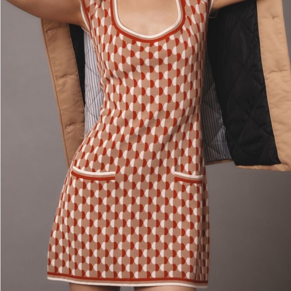 By Anthropologie Square-Neck Fit & Flare Sweater Mini Dress - Picture 3 of 7